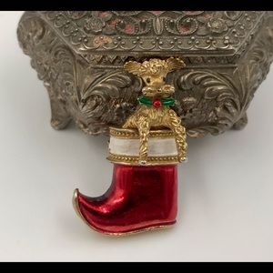 Vintage Gerry’s Christmas Pin & Silver Jewelry box